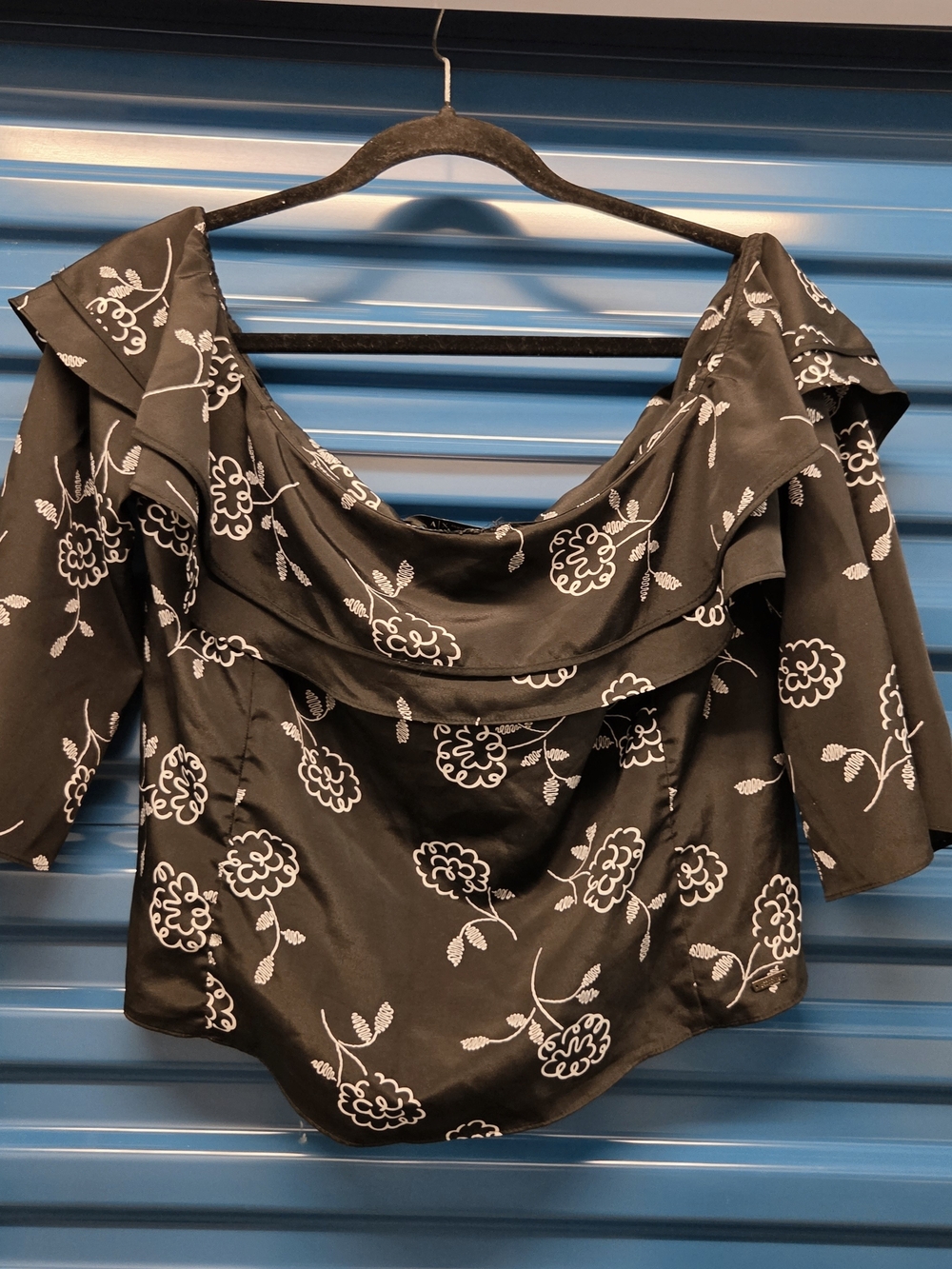 Armani Exchange Floral Blouse Black & White